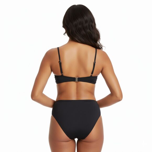 Black High Waist Bikini Set | Women's Minimalist Swimwear - Picture 3 of 5
